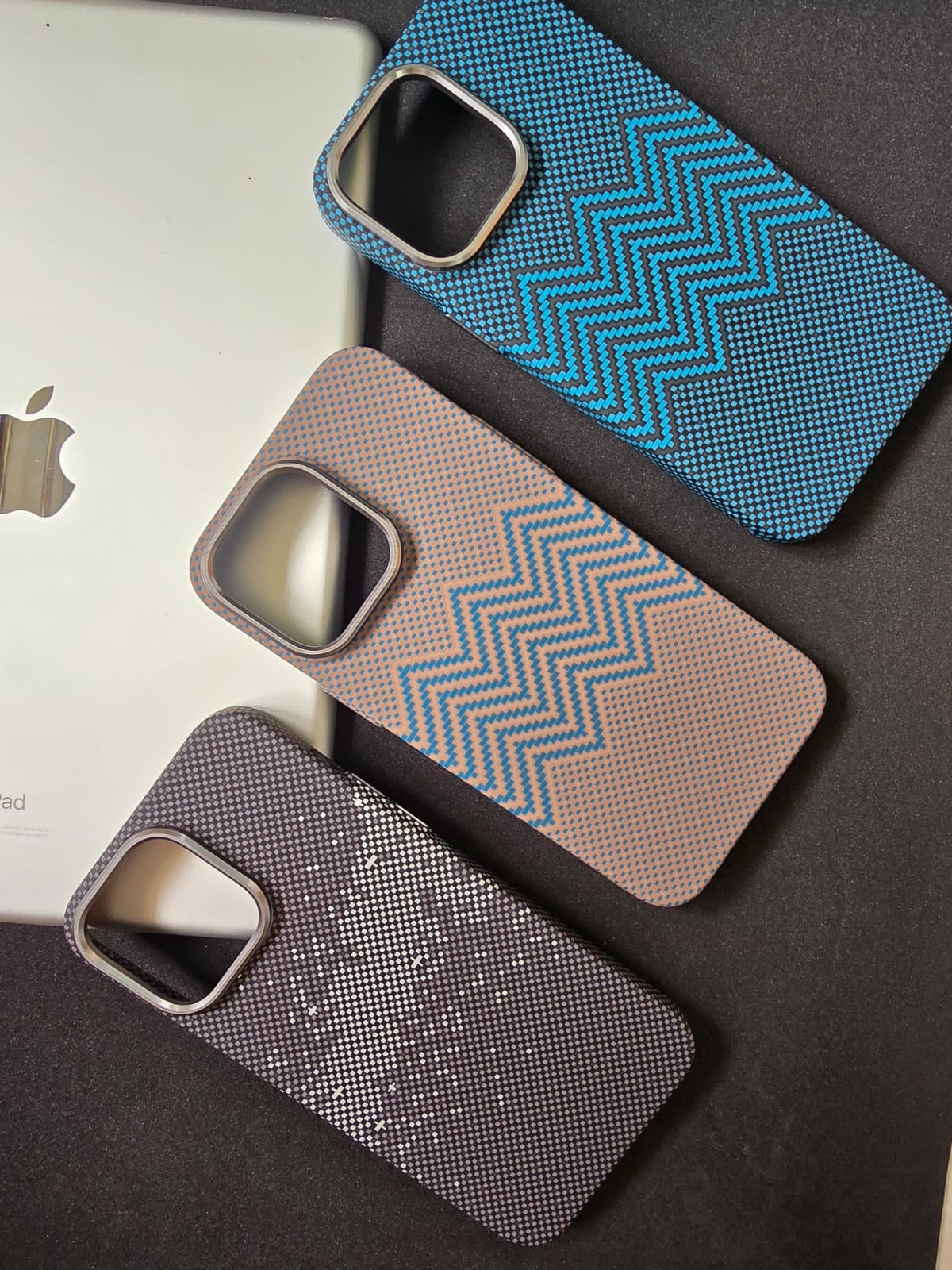 Grey/Blue Texture Slim PC Magnetic Cover for iPhone 15