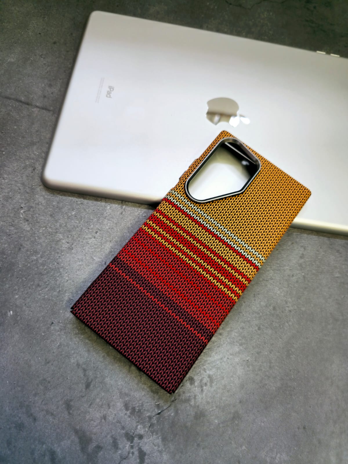 Orange Classic Checkerboard Texture Slim PC Magnetic Cover for Samsung S24 Ultra