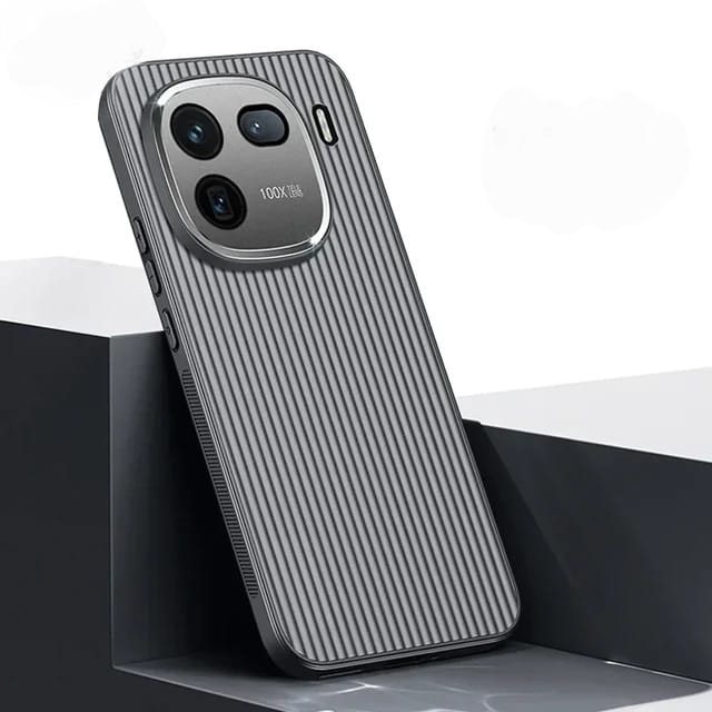 Black Luxury Armor Anti-slip TPU Frame Metal Case Cover for iQOO 12