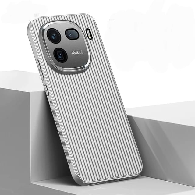 Silver Luxury Armor Anti-slip TPU Frame Metal Case Cover for iQOO 12