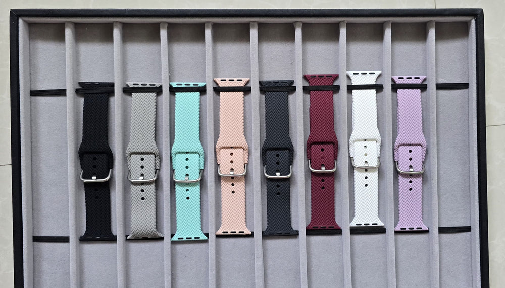 38/40/41 MM Light Grey Adjustable Silicone Braided Loop Strap for Apple Watches