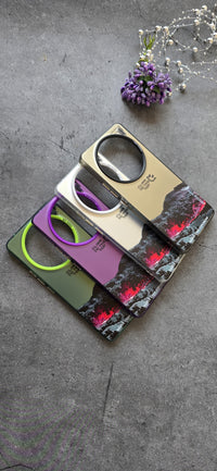 Printed Iridescent Slim PC & Silicone Edge Cover with Camera Lens Protector Solid Color for Vivo X100 PRO - Silver