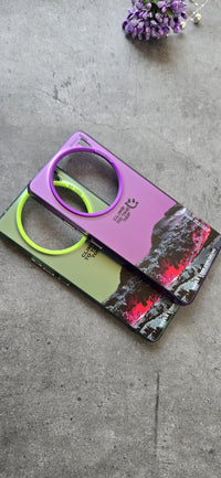Printed Iridescent Slim PC & Silicone Edge Cover with Camera Lens Protector Solid Color for Vivo X100 - Purple