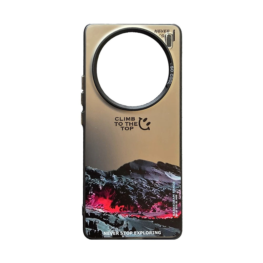Printed Iridescent Slim PC & Silicone Edge Cover with Camera Lens Protector Solid Color for Vivo X100 PRO - Black