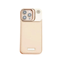 Titanium Metal Holder Plain Leather MagSafe Phone Case  - iPhone 16 Pro