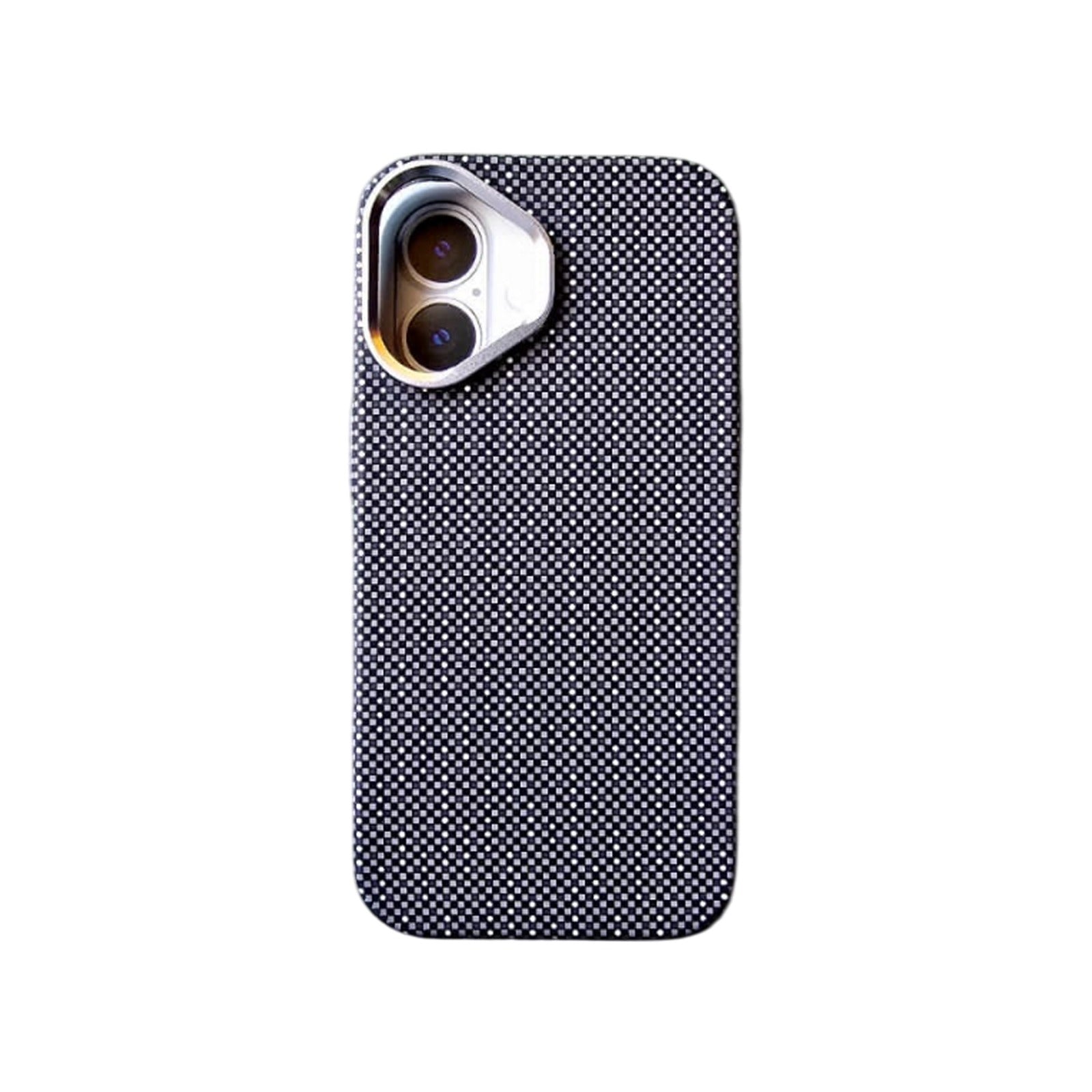 Black with White dots Texture Slim PC Mag safe Cover for iPhone 16 Plus