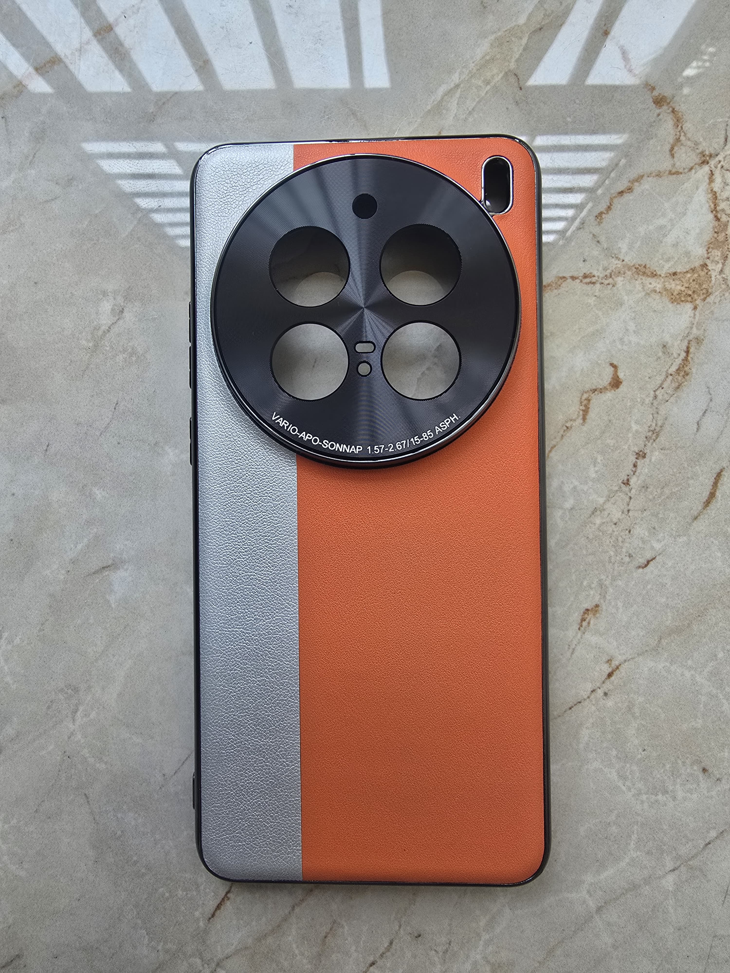 Ultra Case Fashion Hard PC+PU Camera Protective Back Cover Case For vivo X200 Pro- Orange+Silver