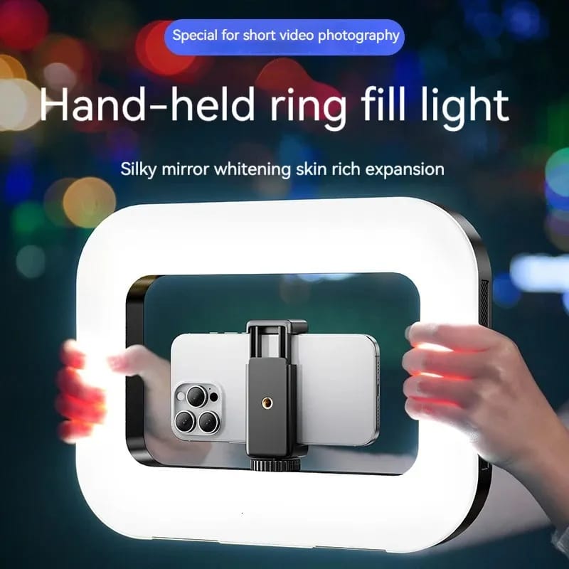 ZGRL02 Handheld Led Video Ring Light Fill Light Smartphone Camera Cage Rig Bi-color 2500-8500K CRI+95 Video Light