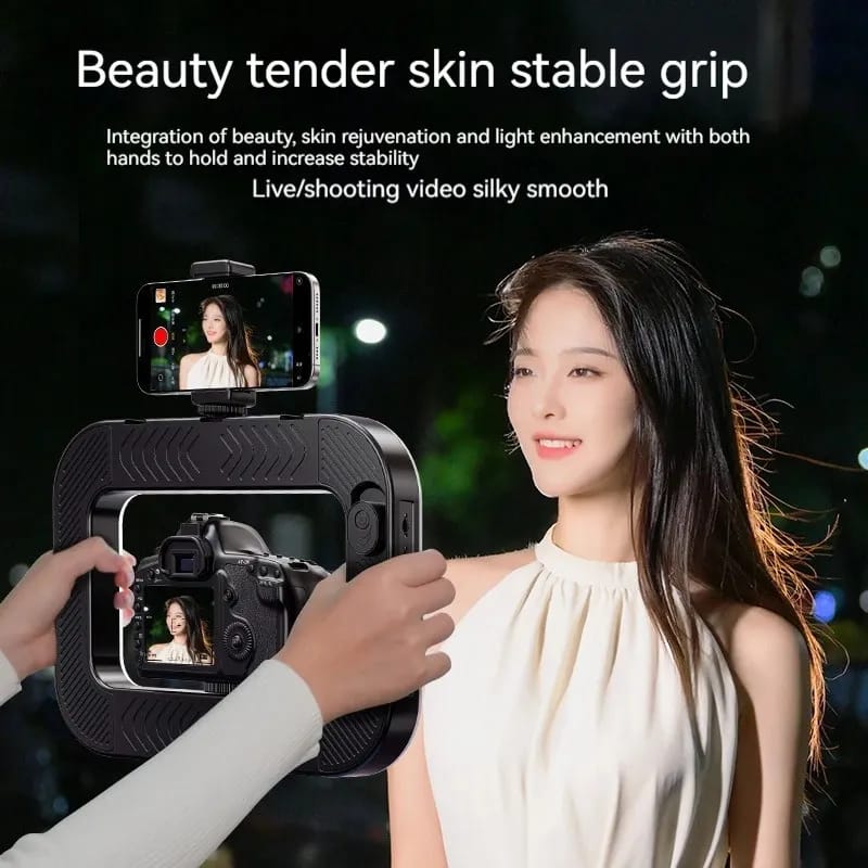 ZGRL02 Handheld Led Video Ring Light Fill Light Smartphone Camera Cage Rig Bi-color 2500-8500K CRI+95 Video Light