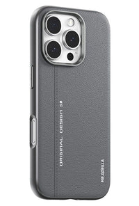 Grey Blueo PU Leather Phone Case with Magnetic for iPhone 16 Promax