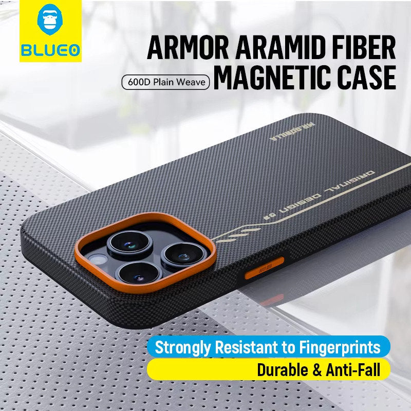 Blueo Fully Wrapped Aramid Fiber Case 600D Magnetic For iPhone 16 Promax