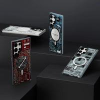 white color Futuristic Circuit Magsafe Case for Samsung S23 Ultra