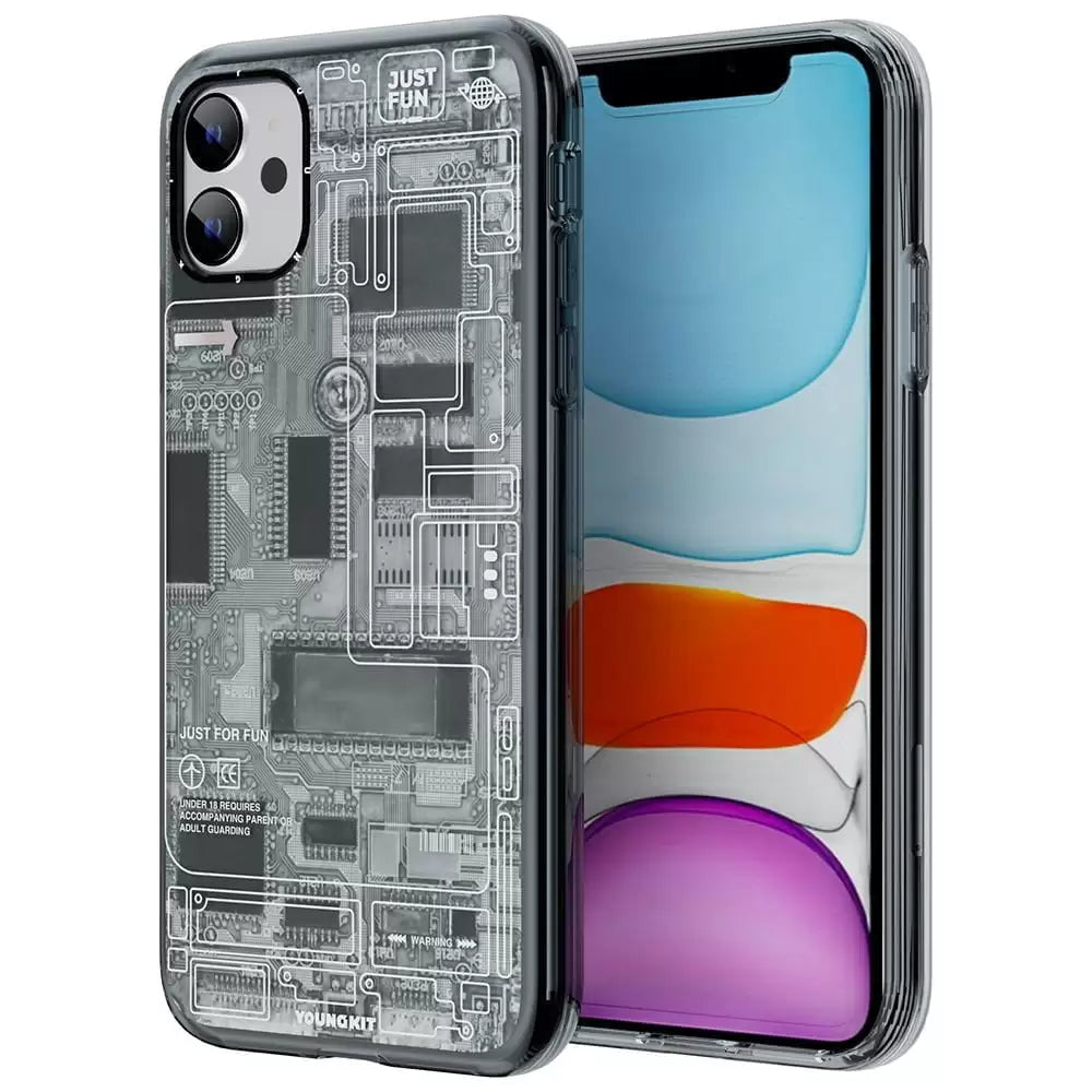 Youngkit Futuristic Blue Circuit Board Case for iPhone 11