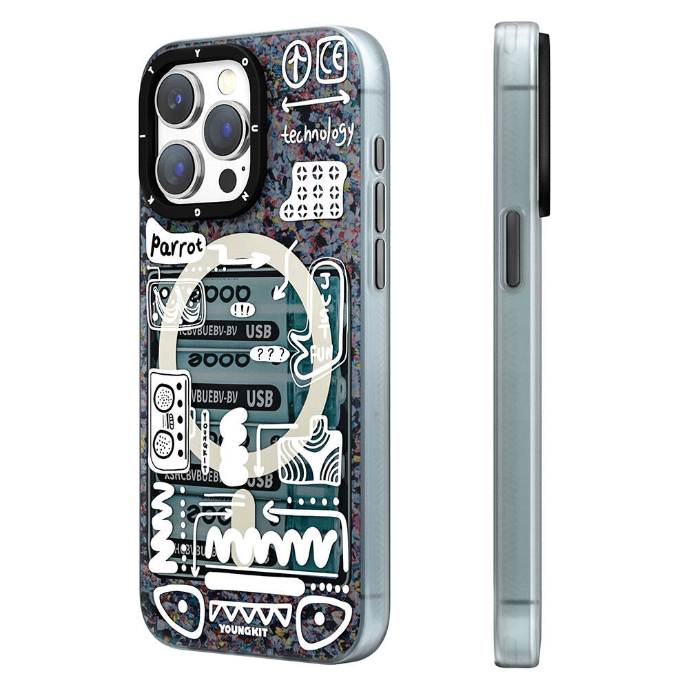 Youngkit Grey Pulse Dark Matter Magsafe case for iPhone 15