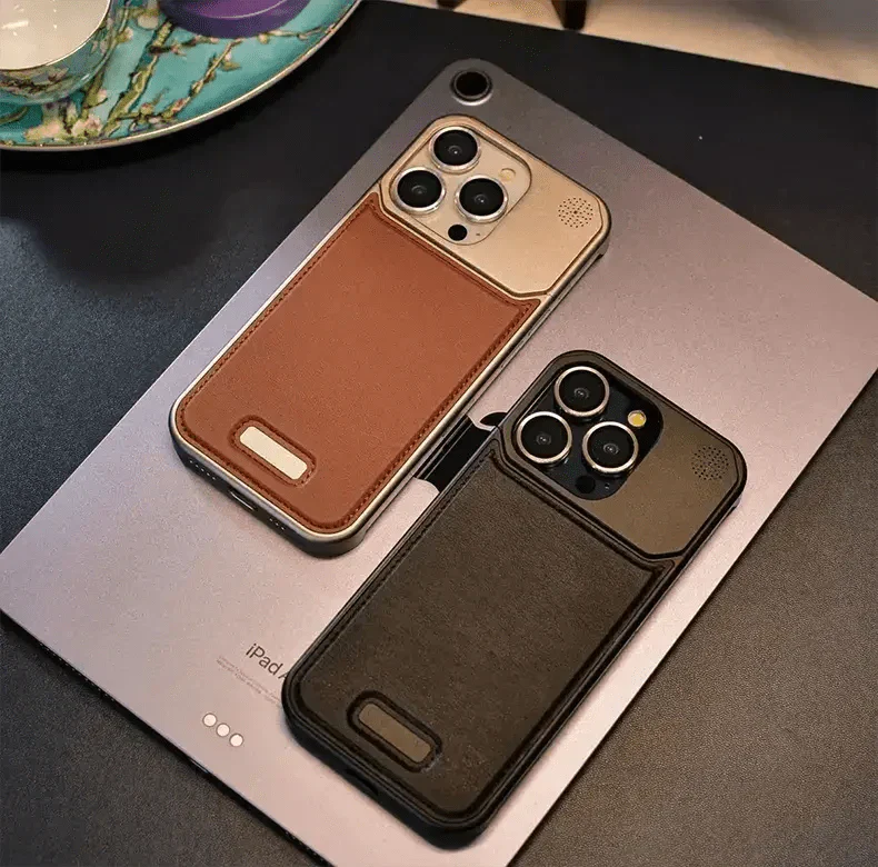 Black Aero Flex Premium Metallic Leather Case - iPhone 15 Pro