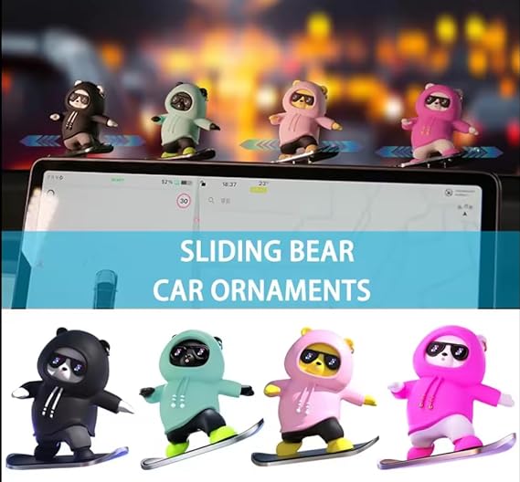 Pink Panda Car Dashboard Toy –Auto Sliding Motion Decor, Cool Sliding Car Accessory, Fun Car Interior Decoration Accessories