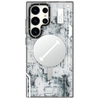 white color Futuristic Circuit Magsafe Case for Samsung S23 Ultra