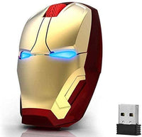 Wireless Iron Man Mouse 2.4G Optical Computer Mouse for Desktop Laptop PC Mac - Gold
