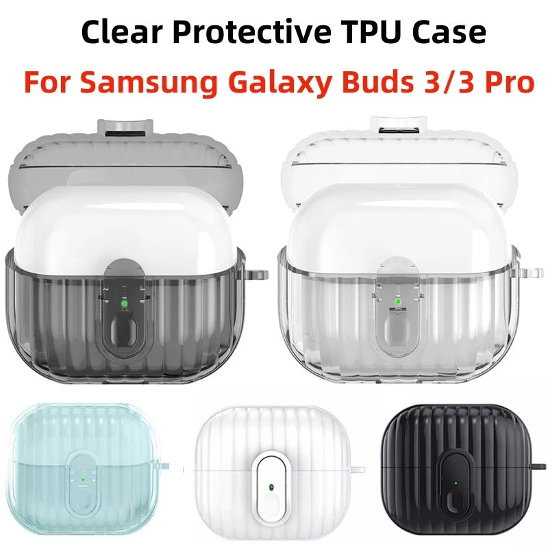 Black Shockproof Armor Lock Case for Galaxy Buds3/3 Pro
