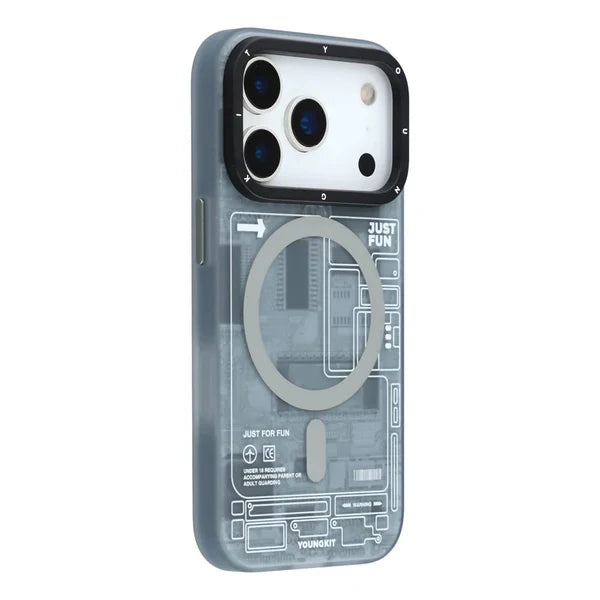 YOUNGKIT Technology Series Matte Finish Magsafe Back Cover for iPhone 17 Pro - Grey