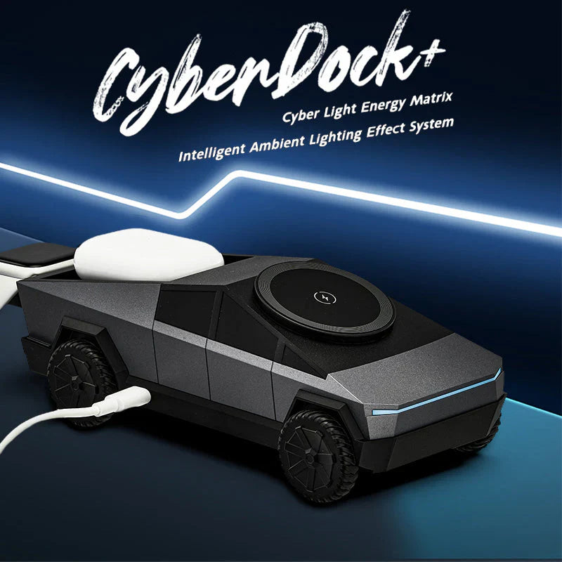 3 in 1 CyberDock+ Cyber Truck inspired Motorised MagSafe Charging Dock