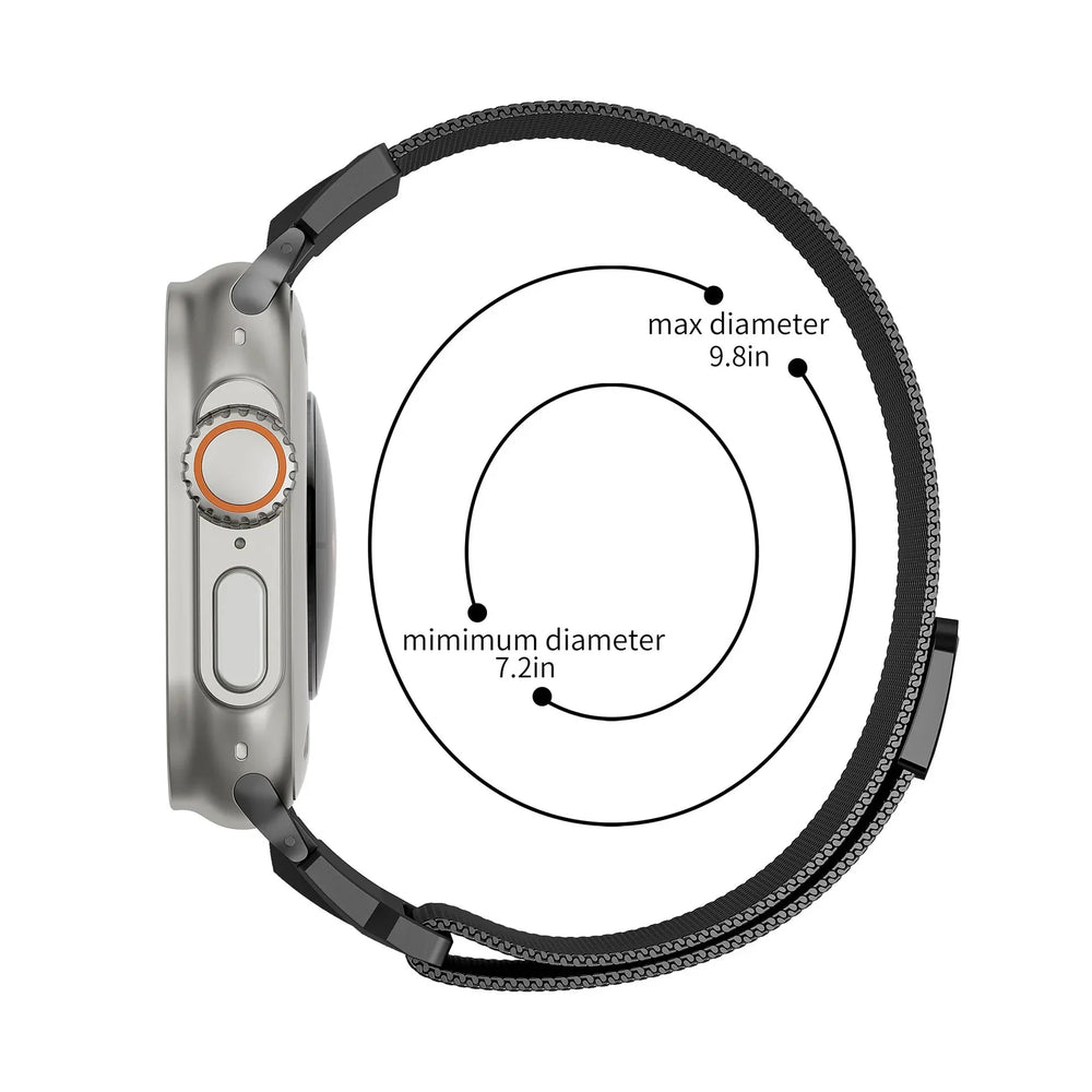 Titanium Magnetic Stainless Steel Milanese Loop Apple Watch Band (42/44/45/49 MM)