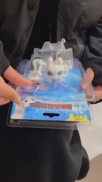 Dragon Keychain Toy with Moving Wings and Light, On Off Switch, White Color (Light Fury)