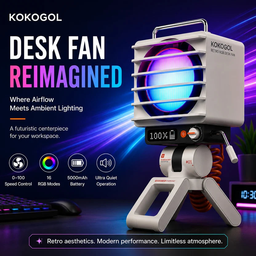 AirPixel Retro RGB Desk Fan with LED Matrix Display