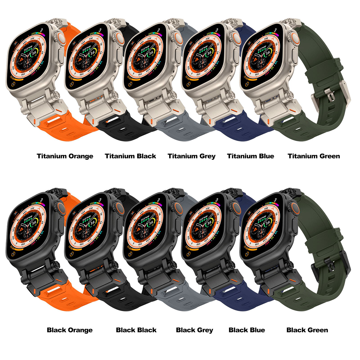 Titanium-Starlight Luxury Armor Style Sports Bands Compatible For iWatch 42/44/45/49MM