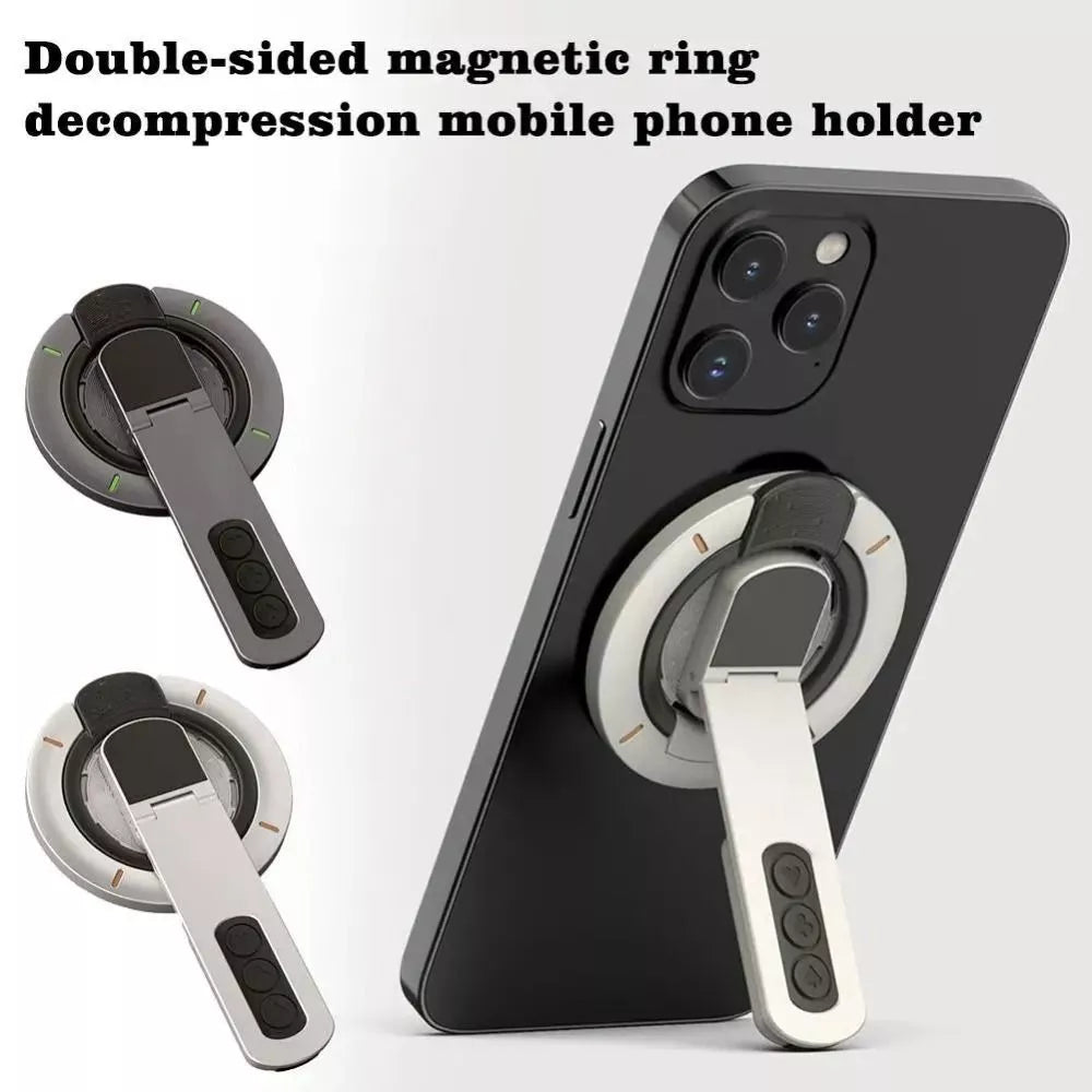 360° Magnetic Rotating Phone Holder – Double-Sided Desktop Stand - White