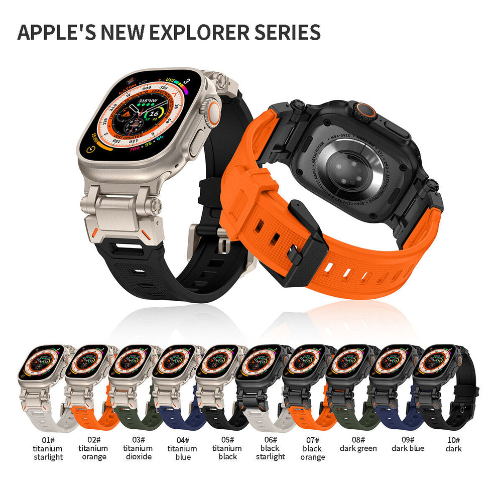 Titanium-Orange Luxury Armor Style Sports Bands Compatible For iWatch 42/44/45/49 MM