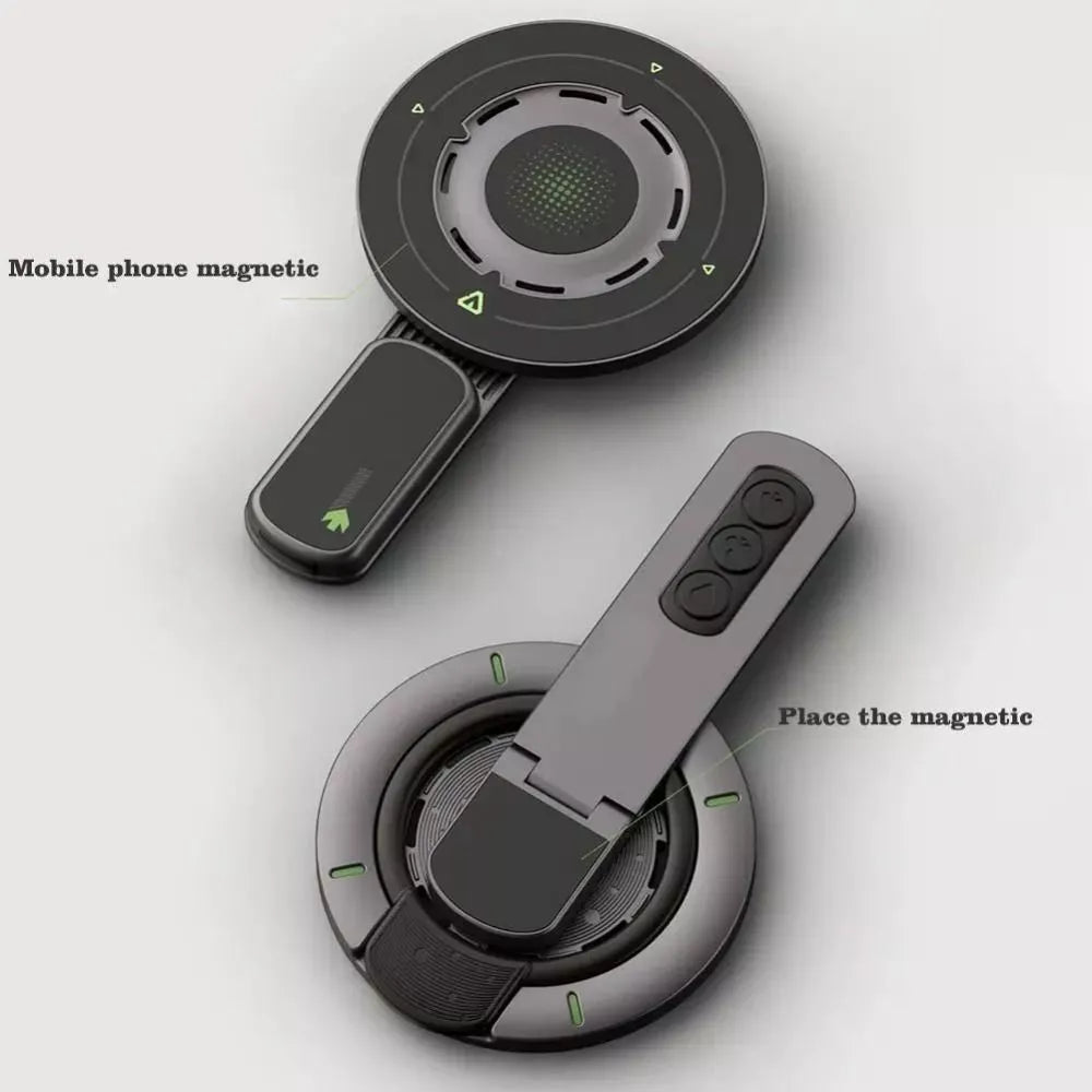 360° Magnetic Rotating Phone Holder – Double-Sided Desktop Stand - White