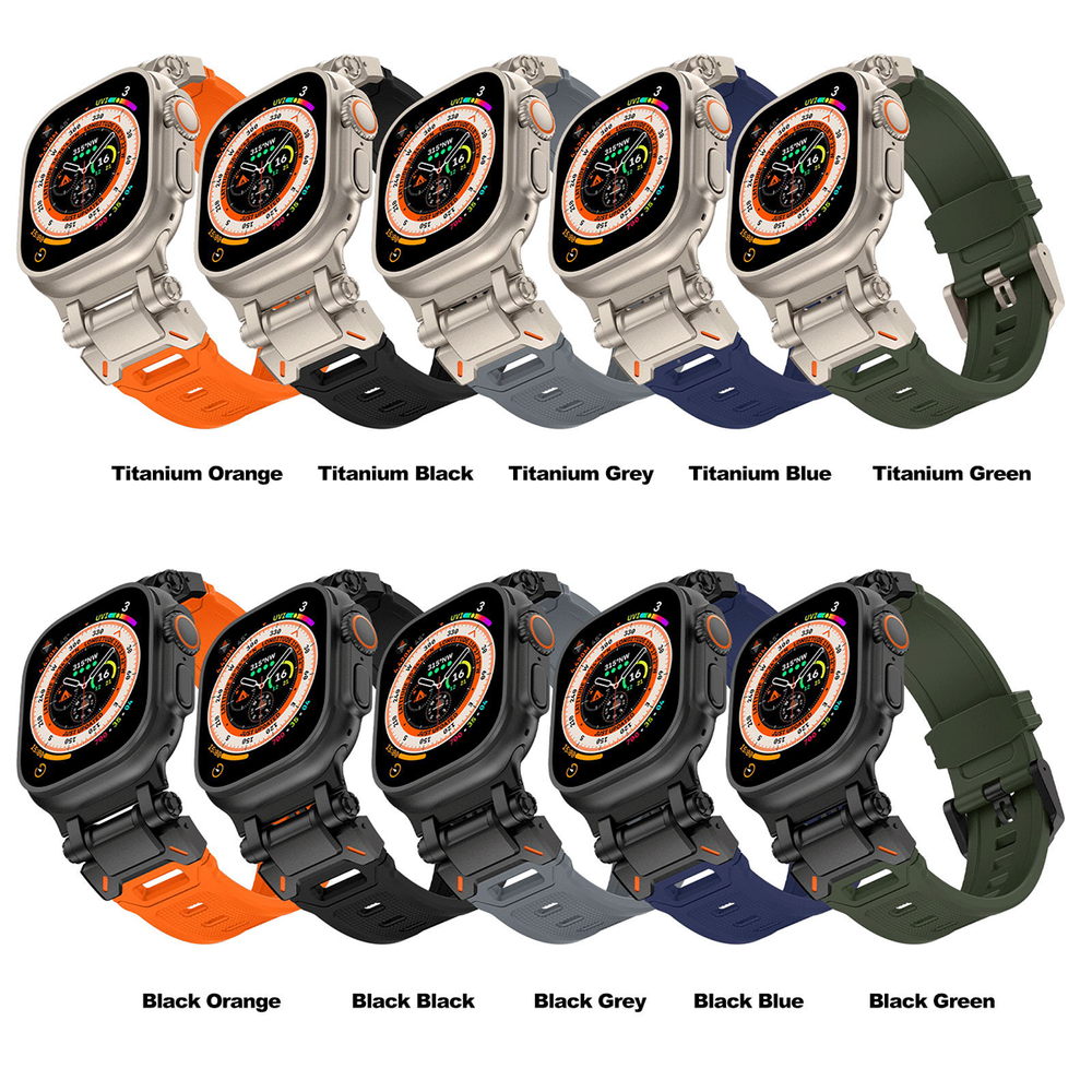 Titanium-Orange Luxury Armor Style Sports Bands Compatible For iWatch 42/44/45/49 MM