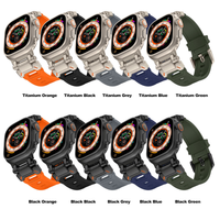 Titanium-Blue Luxury Armor Style Sports Bands Compatible For iWatch 42/44/45/49 MM