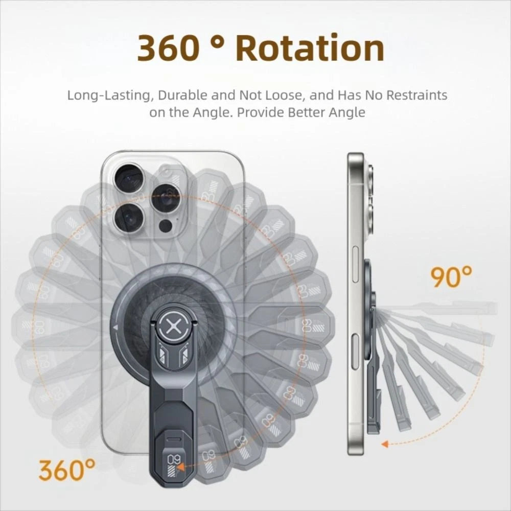 360° Magnetic Rotating Phone Holder – Double-Sided Desktop Stand -Graphite Grey