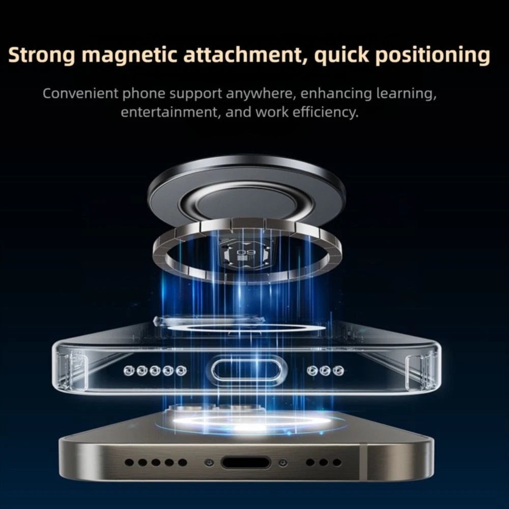 360° Magnetic Rotating Phone Holder – Double-Sided Desktop Stand -Graphite Grey