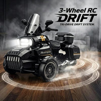 Black RC Drift Remote Control Three-Wheel Motor 2.4 Ghz Beetle Electric Model Emulation Motorcycle