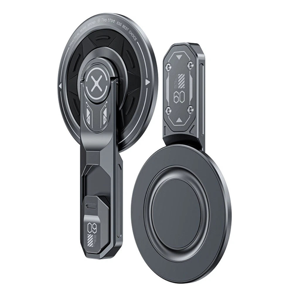 360° Magnetic Rotating Phone Holder – Double-Sided Desktop Stand -Graphite Grey