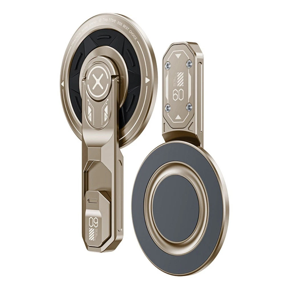 360° Magnetic Rotating Phone Holder – Double-Sided Desktop Stand - Dessert Gold