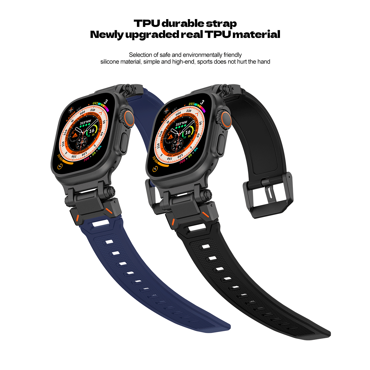 Titanium- Black Luxury Armor Style Sports Bands Compatible For iWatch 42/44/45/49 MM