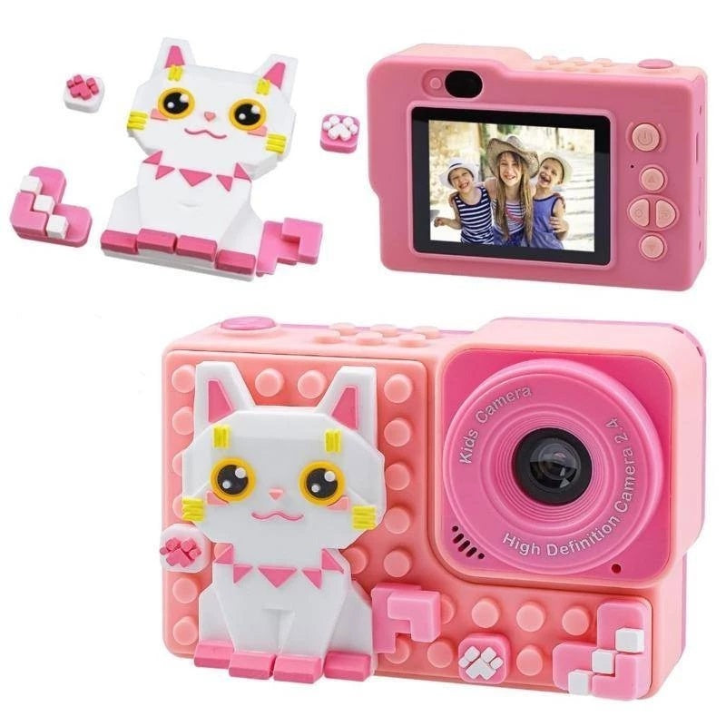 Kids Digital Video Toy Camera with Silicone Building CardBlocks - Cat