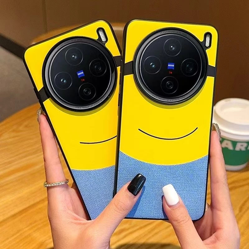 Thin & Light Minions Eyes Design PU Leather PC Hard Phone Cover for Vivo X200 Pro