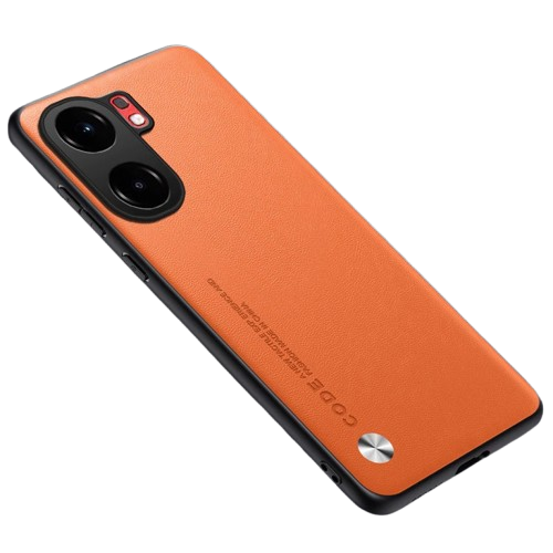 Orange Luxury Plain Leather with shockproof bumper Case for iQOO Neo 9 S Pro