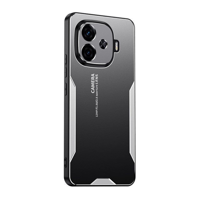 Silver Shockproof Hybrid Armor Metal Aluminum Soft Bumper Cover Case for iqoo Z9 / Z9 Turbo