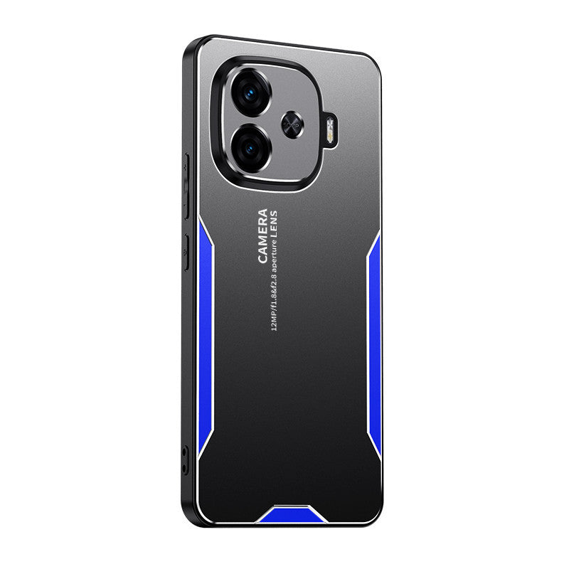 Blue Shockproof Hybrid Armor Metal Aluminum Soft Bumper Cover Case for iqoo Z9 / Z9 Turbo