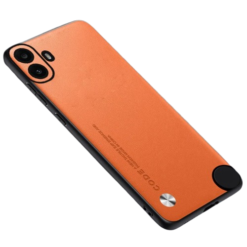 Orange Luxury Plain Leather with shockproof bumper Case for Nothing CMF Phone 1