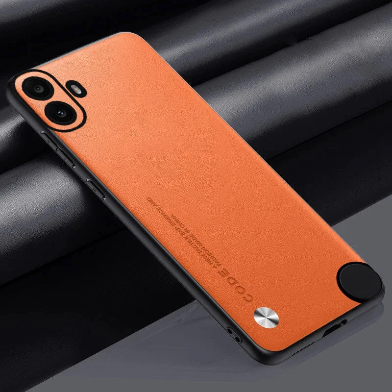 Orange Luxury Plain Leather with shockproof bumper Case for Nothing CMF Phone 1