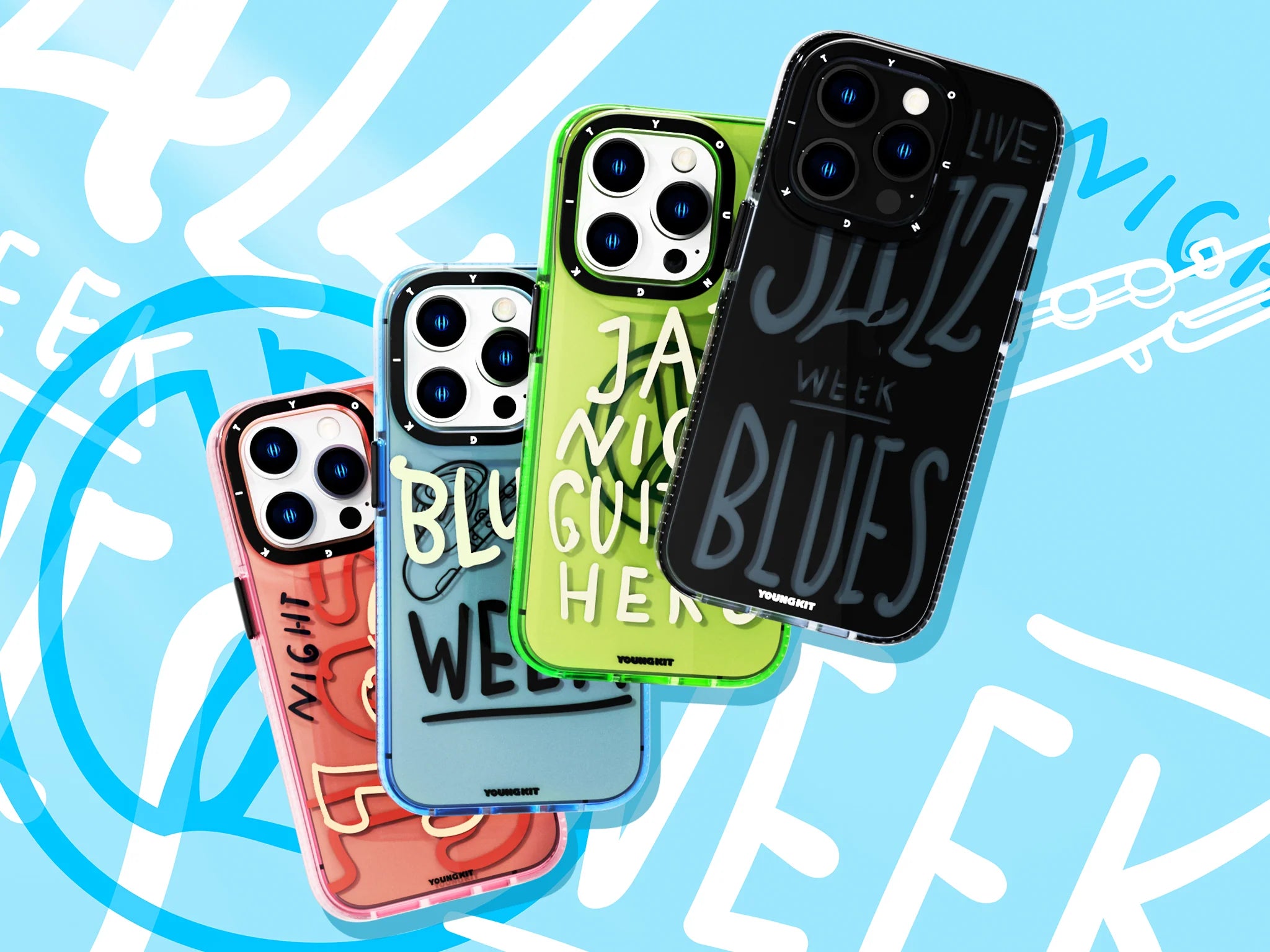 Youngkit Blue Jazz case for iPhone 13 / 14 /14 Pro / 14 Pro Max Case
