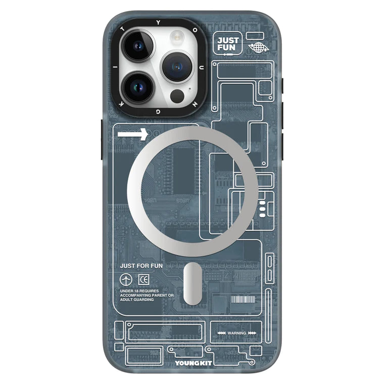 Youngkit Grey Futuristic case for iPhone 15