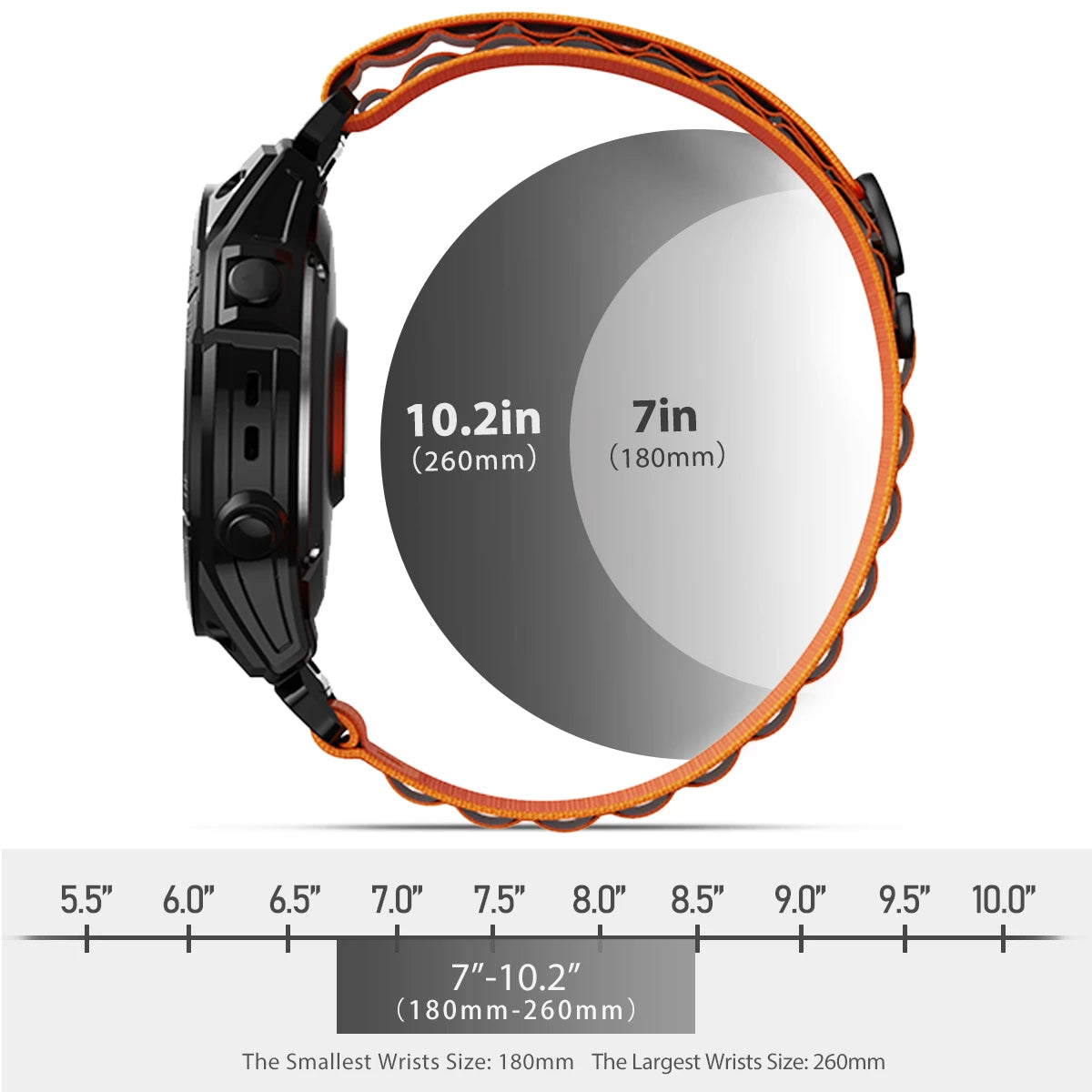 20 MM Orange Alpine loop Bands for Android Smartwatches
